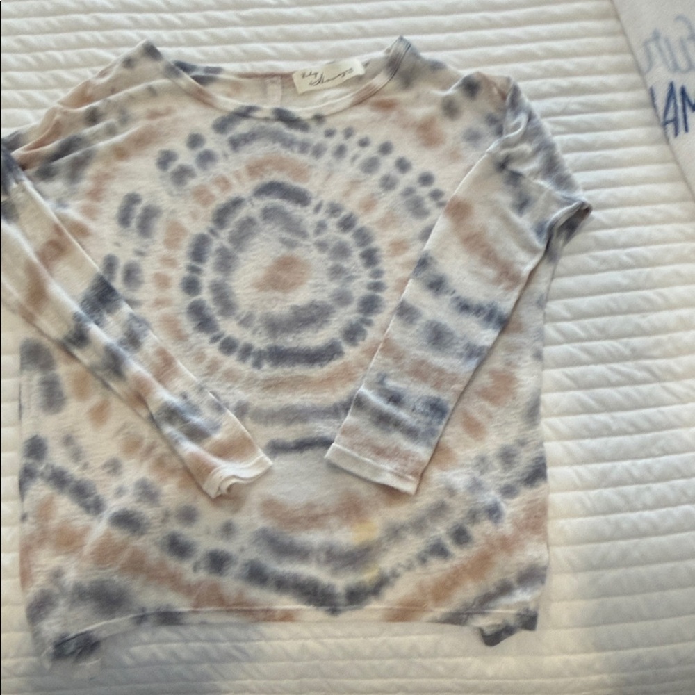 Vintage Tie-Dye Crew Neck Sweater - Brown and Cream